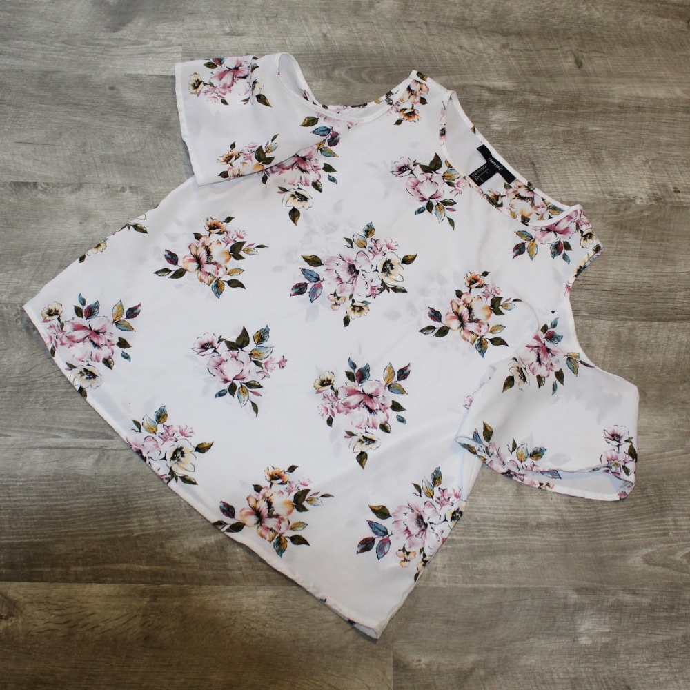 Forever 21 Floral Cold Shoulder Top